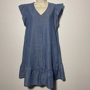 Frye & Co Layla Chambray Sheath Denim Dress Size Small Lagenlook Boho